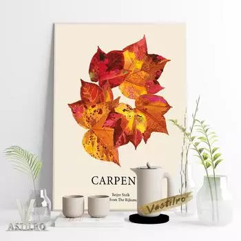 Акварельная выставка растений, музейный плакат, иллюстрация, холст, картина, кленовый лист, печать, настенная живопись, украшение 21cm30cm NoFrame