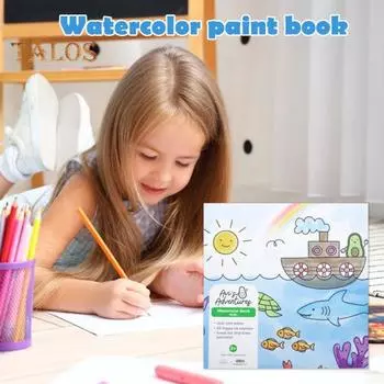 Акварельная живопись для детей, предварительно напечатанные картинки с акварельными красками, раскраска своими руками для начинающих, для детей, для домашнего использования, для путешествий 1pc