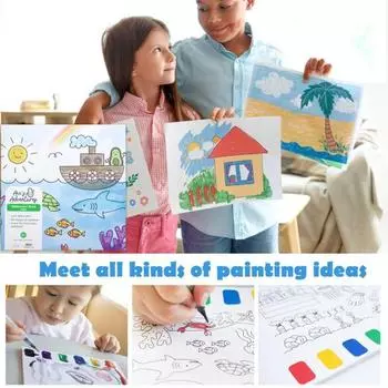 Акварельная живопись для детей, предварительно напечатанные картинки с акварельными красками, раскраска своими руками для начинающих, для детей, для домашнего использования, для путешествий 1pc