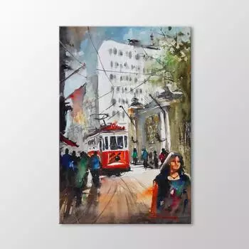 Акварельная Живопись Трамвай