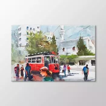 Акварельная Живопись Трамвай