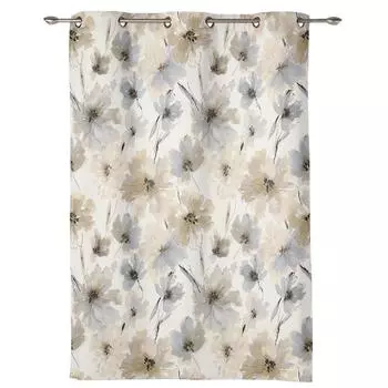 Акварельные ботанические цветы текстура оконная занавеска гостиная роскошный ламбрекен занавеска для спальни домашний декор кухни занавеска 135W x 60H(cm) x1
