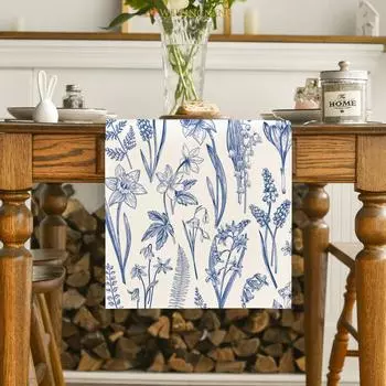 Акварельные цветы весенняя скатерть художественное украшение скатерть настольная дорожка декор для вечеринки 33x90cm