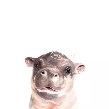 Акварельные детеныши животных Панда Коала Жираф Слон Постер и Принт Картина на холсте Настенное искусство Картинка для детской Домашний декор 21cm30cm NoFrame