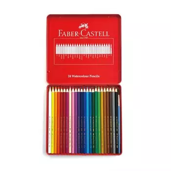акварельные карандаши плоские в банке 24 цвета набор Faber-Castell TFC-WCP/24C