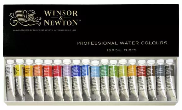 Акварельные краски Winsor Newton Профессиональная акварельная краска Windsor Newton 18 цветов, набор 5 мл & &
