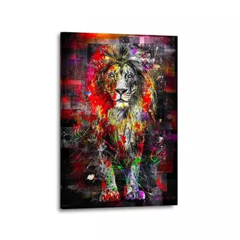 Акварельные львы, абстрактная картина на холсте, граффити, животные, настенные постеры и принты, современная роскошная настенная картина, домашний декор 21x30 No Frame
