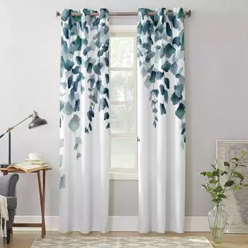 Акварельные растительные листья, оконные шторы для гостиной, спальни, современные кухонные жалюзи, шторы 135W x 60H(cm) x1