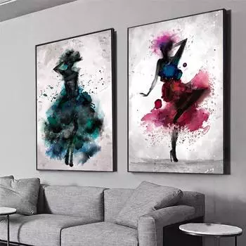 Акварельный Балет, Картина Маслом, Абстрактная Танцевальная Драма, Настенные Плакаты, Современная Гравюра, Мебель Для Дома 21cm30cm NoFrame