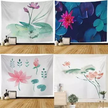 Акварельный цветочный фон, ткань, офис, гостиная, гобелен, украшение для дома, стены, гобелен 100x75cm