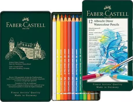 Акварельный карандаш Albrecht Dura 12 цветов в банке 117512 японский Faber-Castell [подлинный продукт]