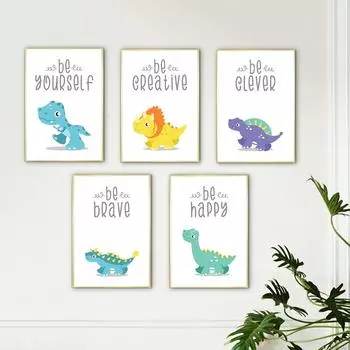 Акварельный плакат с изображением маленьких животных, вдохновляющий плакат с цитатами, плакат для детской комнаты, настенная живопись на холсте, скандинавский декор для детской комнаты, изображение 21cm30cm NoFrame