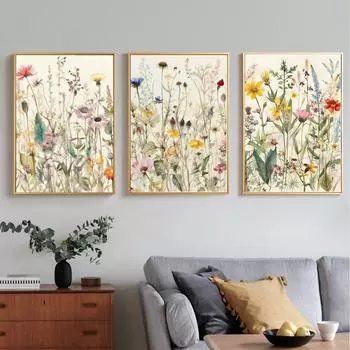 Акварельный полевой цветок Цветочный постер Красочные цветочные принты Бохо-арт Картина на холсте Минималистский современный настенный рисунок Декор для спальни 20x30cm