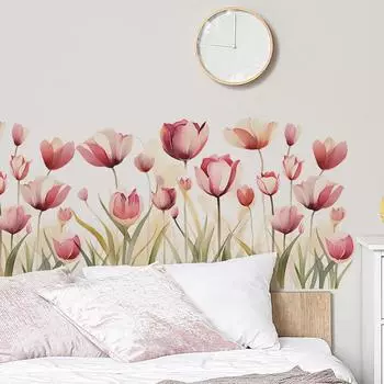 Акварель романтический розовый красивый Юй Цзиньсян спальня гостиная украшение стены стикер 30*90CM*2PCS/fun-c2