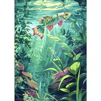 Акварели Пресноводные рыбы Тропические рыбы в пышных водах Рыбы кои Подводный постер Холст Живопись Настенная картина Домашний декор Комнатный декор 21cm30cm NoFrame
