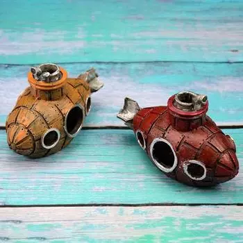 Аквариум для маленьких рыбок, домик для укрытия из смолы, подводная лодка, украшения, ландшафт, подводная лодка, аквариум, принадлежности для аквариума красный