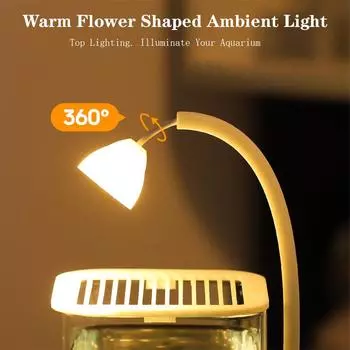 Аквариум для рыб, прозрачный стеклянный аквариум со светом, дышащая крышка, устойчивое основание, настольный маленький аквариум, декор для рабочего стола с рыбками