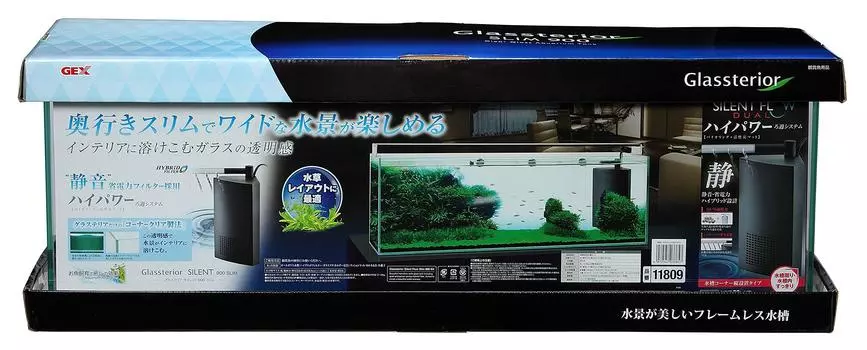 Аквариум GEX Glass Terrier Silent 900 Slim Silent Flow, в комплекте аквариум, гарантия 3 года, ширина 90 см, широкий тип, безрамный аквариум, Ш90 x Г22 x В30 см, 54 л