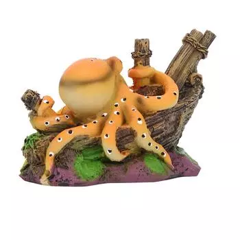 Аквариум из смолы, искусственная имитация осьминога, дом, рыба, пейзажный орнамент, аксессуары