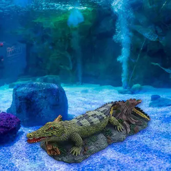 Аквариум Крокодил Воздушный Камень Рыбный Бак Баблер Украшение Фигурка Смола Многофункциональная