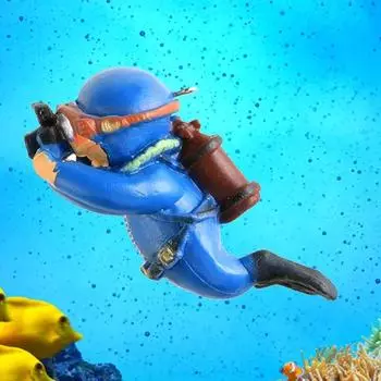 Аквариум Настольный Маленький Аквариум Украшения Орнамент Водолаз Плавающий Креативный ПВХ Кукла One Size синий
