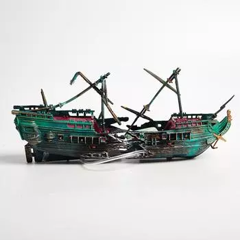 Аквариум Пейзаж Пиратский Корабль Затонувший Корабль Декор Смола Лодка Орнамент
