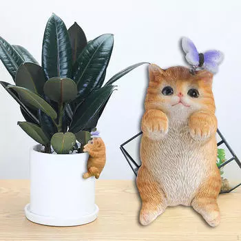 Аквариум, подвесное украшение для кошки, садовая скульптура, креативный декор цветочного горшка, украшение в горшке с животным