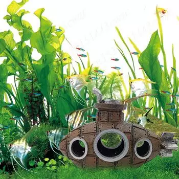 Аквариум Подводная лодка Украшение Рыба Креветки Убежище Пещера Креативные Рыбы Прячущиеся Подводные Украшения для Тематического Аквариума Ландшафтный Дизайн жёлтый