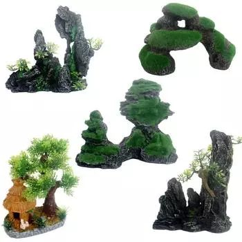 Аквариум с камнями, ландшафтный дизайн, размер аквариума, домашнее растение, имитация кораллового рифа, декоративные аксессуары для аквариума