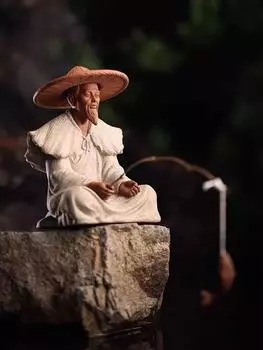 Аквариум Сад Сидя Рыбалка Песчаник Винтажный Орнамент, Аквариум Мини Рыбак Статуя, Азиатский Дзен Украшения