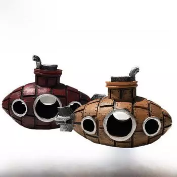 Аквариум Xiaohongshu ПВХ Подводная лодка Украшение: Укрытие для рыб и креветок в аквариумах mini жёлтый