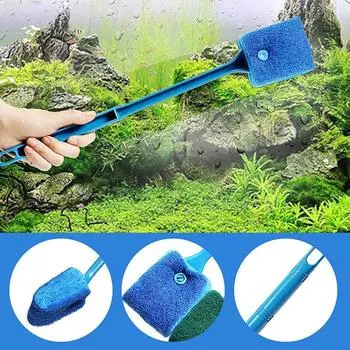 Аквариумная щетка для чистки стекол, губка для очистки водорослей, скребок для чистки аквариума со стальной ручкой, 1 шт. 1 pc