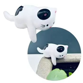 Аквариумные украшения FishTank Ландшафтный дизайн Забор Вешалка Статуэтки Аксессуары Изысканный мультяшный мурлыкающий кот Орнамент