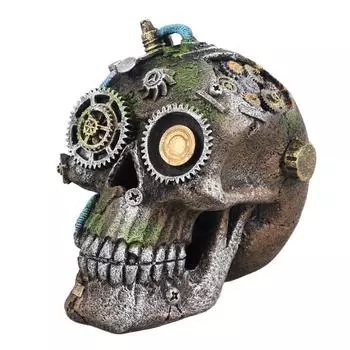 Аквариумный череп голова украшения безопасная смола изысканный декоративный аквариум голова скелет череп