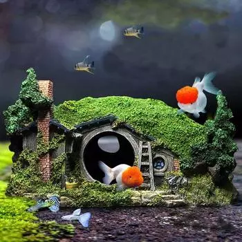 Аквариумный домик-убежище для аквариума, домик для укрытия для аквариума, рептилий, черепах, аксессуары для аквариума, украшения для скальных горок 27x18x15cm