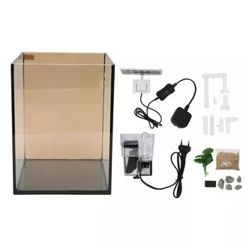 Аквариумный комплект со светодиодной подсветкой на клипсе, безопасный, бесшумный, черный, хлопковый, фильтрация, бесплатная подмена воды, для маленьких рыбок