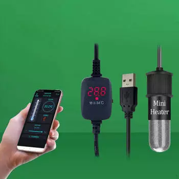 Аквариумный нагреватель 10 Вт умный термостат небольшой регулируемый USB для питьевой воды для домашних животных No Power Outage_American Fahrenheit