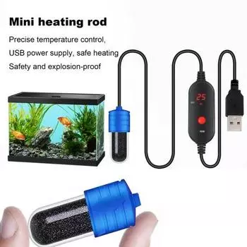 Аквариумный обогреватель Mini Betta Fish Tank Heater Погружной обогреватель для рыб с цифровым дисплеем Регулируемый маленький 15W