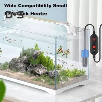 Аквариумный обогреватель Mini Betta Fish Tank Heater Погружной обогреватель для рыб с цифровым дисплеем Регулируемый небольшой обогреватель для аквариума Термостат 15W