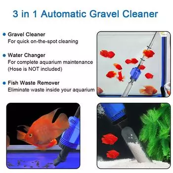 Аквариумный сифон, очиститель, вилка США, пылесос для чистки аквариума, пылесос для смены гравия, электрический сифонный фильтр