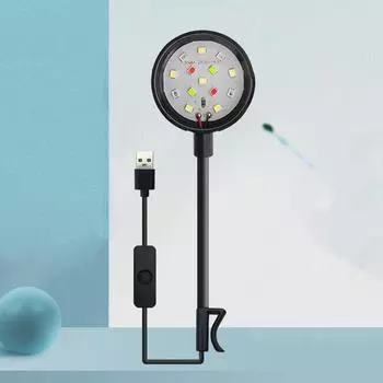 Аквариумный светильник с адаптером, светодиодный светильник для аквариума с зажимом, небольшой полноспектральный USB-светильник с вращением на 360°