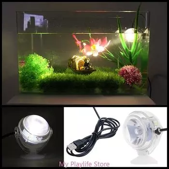 Аквариумный светодиодный светильник для подводного освещения аквариума, водонепроницаемый прожектор, мини-лампа с присоской зелёный