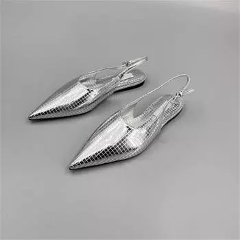 AL*A Серебряные туфли с открытой пяткой из натуральной кожи Высококачественные золотистые зеркальные туфли на плоской подошве 2025 Новые роскошные дизайнерские туфли для женщин 35 золотой