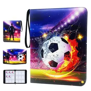 Альбом для футбольных карточек, 50 страниц, 400 карманов, папка для карточек со съемными рукавами, водонепроницаемая папка для хранения игровых карт с застежкой-молнией 4