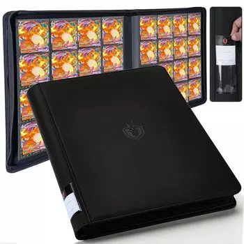 Альбом для карманных карточек ByderPro вмещает 1024 коллекционные карточки, 16-карманный альбом без колец для коллекционирования, спортивных карточек, кожаная застежка-молния, фиксированные страницы, бирки