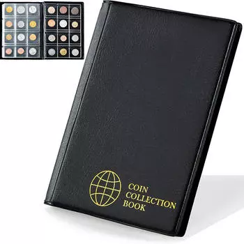 Альбом для коллекции карманных монет на 120/150 штук - многофункциональный органайзер для марок и фотографий с обложкой из искусственной кожи для украшения дома, подарков, принадлежностей 120 Grids чёрный