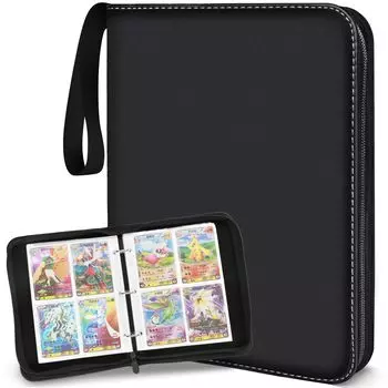 Альбом для коллекционных карточек, держатель для игровых карт, папка для коллекционных карточек с 4 карманами, черное хранилище для коллекционных карточек, большая емкость, водонепроницаемый, пыленепроницаемый, коллекция из 400 карточек