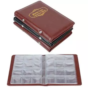 Альбом для монет, держатели для альбомов для монет, подарки, 10 листов, 120 карманов, украшение для дома, органайзер для денег, коллекция, книга для скрапбукинга, штамп, фотоальбом, искусственная кожа style 2 black