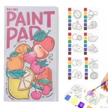 Альбом для рисования акварелью 7,48x3,15 дюйма Мини-альбом для рисования с 1 кистью Портативный карманный альбом для рисования акварелью DIY Дорожный набор красок C
