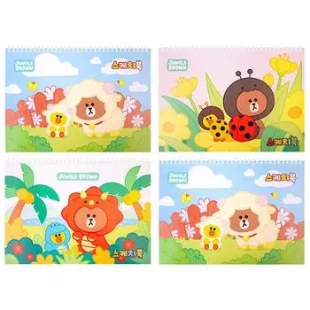 Альбом для рисования Line Friends, набор из 4 предметов, случайная доставка, 20 листов, 1 комплект